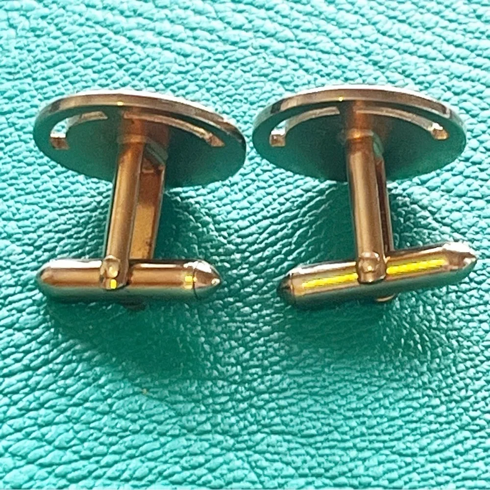 SWANK Cufflinks Gold Tone Round Mid Century Bullet Signed Classic Vintage